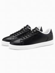 Klasyczne męskie buty sneakersy z wysoką podeszwą – czarne V1 OM-FOCS-0165 - 46. Czarne buty sportowe casual Ombre Clothing, bez wzorów, z dzianiny, bez zapięcia. Za 199.99 zł.