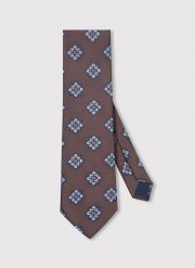 PAKO LORENTE - Brązowy krawat męski we wzór geometryczny. Brązowe krawaty i muchy Pako Lorente, bez wzorów, z poliesteru. Za 99.99 zł.