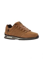 Buty - lifestyle - męskie - RINZLER - zamsz, brązowe. Brązowe buty turystyczne K-SWISS, bez wzorów, z gumy, bez zapięcia, trekkingowe. Za 299.00 zł.
