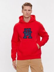 Tommy Hilfiger Bluza Monogram Applique MW0MW32702 Czerwony Regular Fit. Czerwone bluzy Tommy Hilfiger, m, bez wzorów, z bawełny, bez kaptura. Za 379.99 zł.