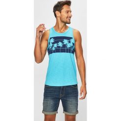 Tom Tailor Denim - T-shirt. Niebieskie bezrękawniki TOM TAILOR DENIM, m, bez wzorów, z bawełny, bez kołnierzyka, bez ramiączek. W wyprzedaży za 39.90 zł.