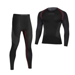 Bielizna termoaktywna męska zestaw (bluza + spodnie) Spokey LEE. Czarna bielizna termoaktywna Spokey, m, bez wzorów, bez ramiączek, do biegania. Za 159.99 zł.