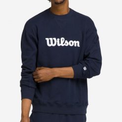 Bluza tenisowa męska Wilson Classic. Niebieskie bluzy Wilson, m, bez wzorów, z bawełny, bez kaptura. W wyprzedaży za 199.99 zł.