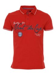 Peak Mountain Koszulka polo w kolorze czerwonym rozmiar: L. Czerwone koszulki polo sportowe Peak Mountain, l, z aplikacjami, z bawełny, bez kołnierzyka, bez ramiączek. Za 123.25 zł.