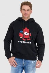 DSQUARED2 Czarna bluza męska leaf buddy z kapturem, Rozmiar M. Czarne bluzy z kapturem Dsquared2, l, bez wzorów, z kapturem. W wyprzedaży za 1,199.99 zł.