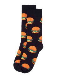 Happy Socks Skarpety "Hamburgers" w kolorze czarno-pomarańczowym rozmiar: 36-40. Czarne skarpety Happy Socks, bez wzorów, prążkowane. Za 33.95 zł.