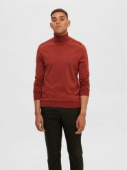Selected Homme Golf 16074684 Pomarańczowy Regular Fit. Brązowe golfy Selected Homme, m, bez wzorów, z bawełny, bez kołnierzyka, bez ramiączek. Za 149.99 zł.