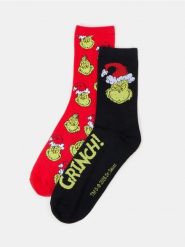 Długie skarpetki ze świątecznym motywem 2 pack Grinch - wielobarwny. Skarpety Sinsay, bez wzorów. Za 15.99 zł.