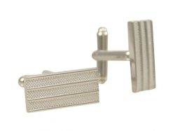 Eleganckie Klasyczne Spinki do Mankietów -Chattier- Srebrne, Męskie, w Paski. Szare sztyblety Chattier, bez wzorów, bez obcasa, bez zapięcia. Za 59.00 zł.