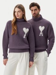 AMI PARIS Golf UKS425.KN0032 Fioletowy Relaxed Fit. Fioletowe golfy AMI PARIS, m, bez wzorów, z wełny, bez kołnierzyka, bez ramiączek. Za 1,939.00 zł.