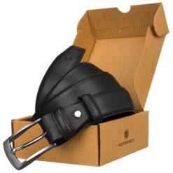Pasek męski Peterson PU 35 mm PTN 042277-105 BLACK czarny. Czarne paski Peterson, bez wzorów, ze skóry ekologicznej, eleganckie. Za 30.00 zł.