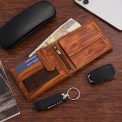 Portfel skórzany męski poziomy klasyczny brązowy RFiD Beltimore D34. Brązowe portfele bez wzorów. Za 59.90 zł.