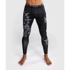 Venum Legginsy Gladiator 5.0 Czarno-srebrne. Czarne legginsy długie sportowe VENUM, xl, bez wzorów, na fitness i siłownię. Za 239.00 zł.