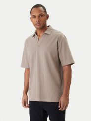 HUGO Polo Dalibo 50556724 Beżowy Relaxed Fit. Brązowe koszulki polo Hugo, m, bez wzorów, z bawełny, bez kołnierzyka, bez ramiączek. Za 519.99 zł.