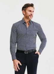 PAKO LORENTE – Casualowa koszula męska w mikrowzór. Koszule Pako Lorente, l, bez wzorów, z bawełny, bez kołnierzyka, bez ramiączek. Za 99.99 zł.