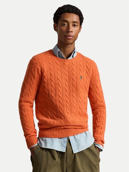 Polo Ralph Lauren Sweter 710876762500 Pomarańczowy Regular Fit. Brązowe swetry rozpinane Polo Ralph Lauren, m, bez wzorów, z wełny, bez kołnierzyka, bez ramiączek. Za 1,199.00 zł.