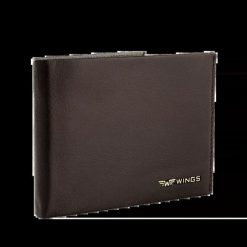 WINGS Męski portfel ze skóry naturalnej koziej z odchylaną klapką Brown. Brązowe portfele Wings, bez wzorów, z materiału. Za 67.90 zł.