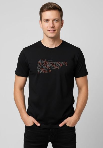 Bawełniany t-shirt T-TON. Czarne t-shirty Volcano, l, bez wzorów, z bawełny, bez kołnierzyka, bez ramiączek. Za 59.99 zł.