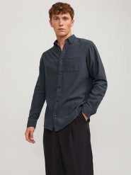 Jack & Jones Koszula "Brook" w kolorze czarnym rozmiar: L. Czarne koszule Jack & Jones, l, bez wzorów, z bawełny, bez kołnierzyka, bez ramiączek. Za 75.16 zł.