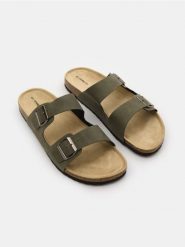 Klapki z regulowanymi paskami - khaki. Brązowe klapki Sinsay. Za 49.99 zł.