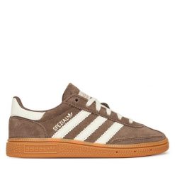 Sneakersy adidas. Brązowe espadryle Adidas, bez wzorów, bez obcasa, bez zapięcia. Za 239.99 zł.