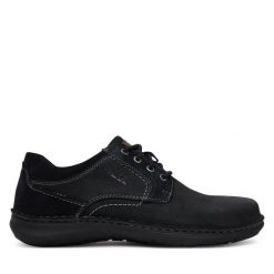 Półbuty Josef Seibel. Czarne eleganckie półbuty Josef Seibel, bez wzorów, bez obcasa, bez zapięcia. Za 359.99 zł.