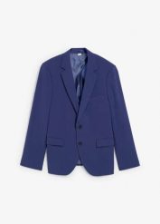 Marynarka ze stretchem, regular fit. Niebieskie garnitury bonprix, m, bez wzorów. Za 349.99 zł.