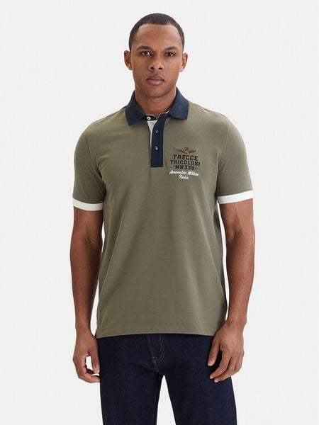 Aeronautica Militare Polo 261PO1908UP00191 Zielony Slim Fit. Zielone koszulki polo Aeronautica Militare, m, bez wzorów, z bawełny, bez kołnierzyka, bez ramiączek. Za 309.99 zł.