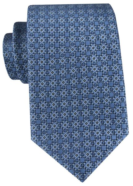 Męski Krawat - Niebieski w Regularny Wzór - Angelo di Monti. Niebieskie krawaty i muchy Angelo di Monti, bez wzorów, z tkaniny. Za 49.99 zł.