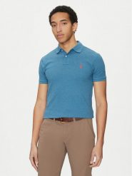 Polo Ralph Lauren Polo 710536856412 Błękitny Slim Fit. Niebieskie koszulki polo Polo Ralph Lauren, m, bez wzorów, z bawełny, bez kołnierzyka, bez ramiączek. Za 369.99 zł.
