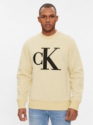 Calvin Klein Jeans Bluza Monologo J30J325028 Beżowy Regular Fit. Brązowe bluzy Calvin Klein Jeans, l, bez wzorów, z jeansu, bez kaptura. Za 339.99 zł.