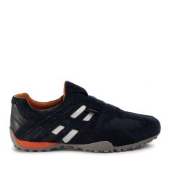 Półbuty Geox. Niebieskie eleganckie półbuty Geox, bez wzorów, bez obcasa, bez zapięcia. Za 379.99 zł.