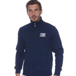 Męska bluza Leone 1947 Apparel Logo z haftem. Niebieskie bluzy LEONE 1947 APPAREL, l, bez wzorów, z tkaniny, bez kaptura. Za 159.14 zł.