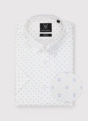 PAKO LORENTE - Koszula męska w błękitny mikrowzór. Niebieskie koszule Pako Lorente, na lato, m, bez wzorów, z bawełny, bez kołnierzyka, bez ramiączek. Za 99.99 zł.