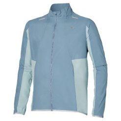 Kurtka z dresu Mizuno Tech Light. Niebieskie kurtki Mizuno, bez wzorów, z dresówki, bez kaptura. Za 335.15 zł.