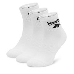 Zestaw 3 par wysokich skarpet unisex Reebok. Białe skarpety Reebok, bez wzorów. Za 44.99 zł.