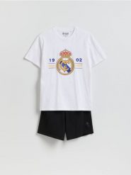 Dwuczęściowa piżama Real Madrid - biały. Białe piżamy Reserved, l, bez wzorów, z bawełny, bez ramiączek. Za 149.99 zł.
