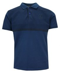 Koszulka POLO, Niebiesko-Granatowa w Paski, Krótki Rękaw, Męska, z Nadrukiem. Niebieskie bluzki z długim rękawem Porthal, m, bez wzorów, z bawełny, bez kołnierzyka, bez ramiączek. Za 145.00 zł.