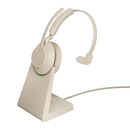 Słuchawki nauszne bezprzewodowe Jabra Evolve2 65 UC Mono Link380a, beige + stand. Brązowe słuchawki bezprzewodowe Jabra. Za 781.99 zł.