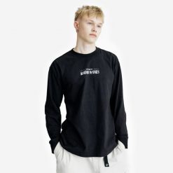 Koszulka długi rękaw męska Lifetech Graphic. Czarne bluzy Decathlon, m, bez wzorów, z materiału, bez kaptura. Za 99.99 zł.