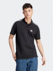 Adidas Polo Essentials Piqué Embroidered Small Logo 3-Stripes Polo Shirt IC9310 Czarny Regular Fit. Czarne koszulki polo Adidas, m, bez wzorów, z bawełny, bez kołnierzyka, bez ramiączek. Za 99.99 zł.