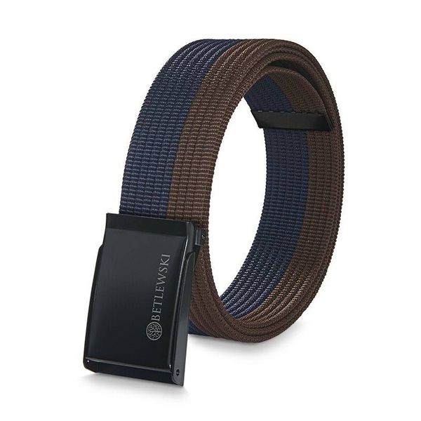 Pasek parciany BETLEWSKI PRC-10_CZ-1 XL brązowo-granatowy. Brązowe paski Betlewski, bez wzorów, z materiału. Za 34.99 zł.