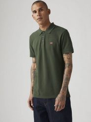 Levi's Koszulka polo w kolorze ciemnozielonym rozmiar: M. Zielone koszulki polo Levi's®, m, bez wzorów, z bawełny, bez kołnierzyka, bez ramiączek. Za 95.45 zł.
