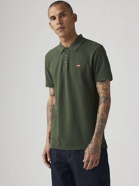 Levi's Koszulka polo w kolorze ciemnozielonym rozmiar: M. Zielone koszulki polo Levi's®, m, bez wzorów, z bawełny, bez kołnierzyka, bez ramiączek. Za 95.45 zł.