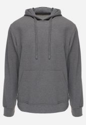 Ciemnoszara Bluza z Kapturem i Kieszenią Typu Kangur Aqialei. Szare bluzy z kapturem Born2be, l, bez wzorów, z dresówki, z kapturem. Za 99.99 zł.