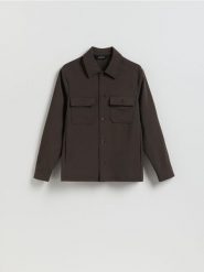 Koszula regular fit - brązowy. Brązowe koszule Reserved, l, bez wzorów, z dzianiny, bez kołnierzyka, bez ramiączek. Za 149.99 zł.