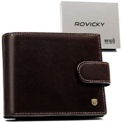 Portfel męski Rovicky N01L-RVT c. brązowy. Brązowe portfele ROVICKY, bez wzorów, ze skóry. Za 74.00 zł.