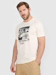 4F T-shirt regular z nadrukiem męski - beżowy XXL. Brązowe t-shirty 4F, m, bez wzorów, z bawełny, bez kołnierzyka, bez ramiączek. Za 69.99 zł.