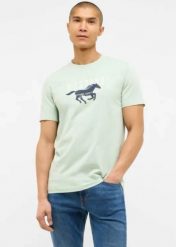 Męski T-Shirt Mustang Style Austin Frosty Green 1016484 6180. Zielone t-shirty Mustang, m, bez wzorów, bez kołnierzyka, bez ramiączek. Za 69.99 zł.