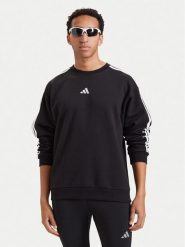 Adidas Bluza Essentials 3-Stripes Fleece KY6583 Czarny Regular Fit. Czarne bluzy Adidas, m, bez wzorów, z syntetyku, bez kaptura. Za 219.99 zł.